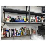 Two Shelves of Cleaners, Waxes, Lubricants etc.