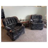 3 piece Vintage Upholstered Sofa and Swivel Chairs