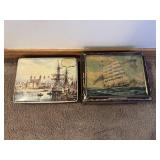 Pair of Vintage Tall Ship Related English Biscuit