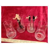 (4) Uncola glasses, bottoms up stir stix