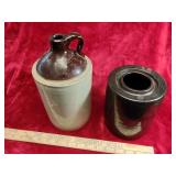 2 pcs stoneware, jug marked