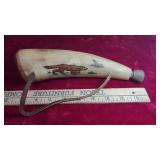 Powder horn-hand painted, vintage