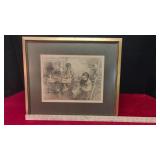 Old etching, signed, titled