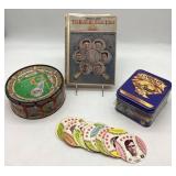 Baseball Memorabilia Lot with Book, Cards, and Tin