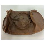 Monogrammed Brown Leather Weekender Bag