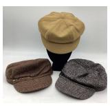 Three Newsboy and Tweed Caps