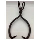 Antique Blacksmith Forged Iron Ice Tongs