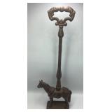 Vintage Cast Iron Equestrian Doorstop, 20 ins. Tal