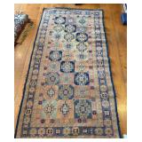 Hand-Knotted Kazak Style Wool Runner Rug 4 ft. x 8