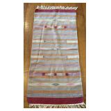 Southwestern Style Flat Weave Runner Rug with Frin