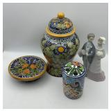 Lladro 4808 Wedding Couple & Talavera Pottery Set