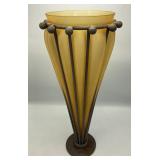16 ins. Hand-Blown Yellow Glass Amphora Vase in Wr
