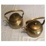 Two Sanghvi & Co. Brass-Toned Aluminum Tea Pots