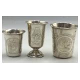 1800s Russian 84 Silver Vodka Beakers with Engravi
