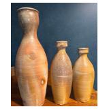 Three Signed Studio Pottery Bottle Vases