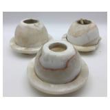3 Egyptian Lum Alabaster Candle Holders