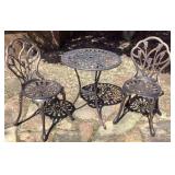 Cast Aluminum Bistro Table with 2 Chairs