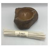 Handcrafted River Stone Ashtray with Long's Pipe C