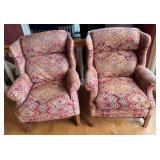 Pair 1990s Wingback Armchairs in Turkish Kilim