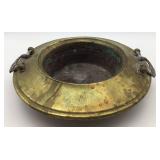 Brass & Copper Bowl with Serpent Handles