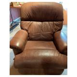 La Z Boy Brown Leather Recliner with Engraved Hand