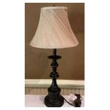 Black Wooden Table Lamp with Pleated Shade