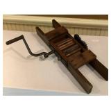 Antique Wooden Grape & Fruit Grinder, Hand Crank