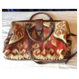 Handmade Turkish Kilim Carpet Bag with Leather Tri