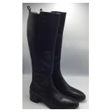 Black Leather Tall Boots, Size 39