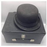 Black Wool Felt Bowler Hat with Satin Liner & Orig