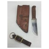 Ka-Bar Stainless Steel Knife with Leather Sheath &