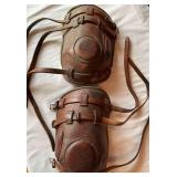 Vintage Brown Leather Polo Knee Guards with Adjust