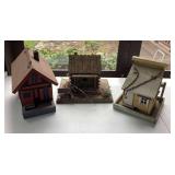 3 Wooden Bird Houses Including Sunflower Cafe Desi
