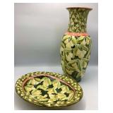 Adams Hand-Painted Ceramic Vase & Bowl Set