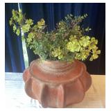 Vintage Terracotta Lobed Jar with Incised Patterns