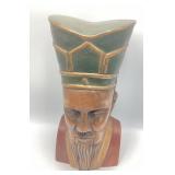 Hand-Painted Wooden Bust of Chinese Gentleman, 10