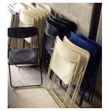 15 Black, White & Blue Hard Plastic Folding Chairs
