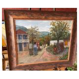 Arijac Signed 1982 Oil on Canvas of Haitian Villag