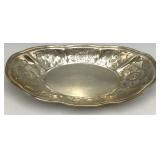 Sterling Silver Oval Tray Etched Flower Border