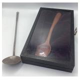 Hand-Carved Wooden Serving Spoon & Hammered Pewter