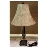 26 in. Ornate Metal Lamp with Marble Accents