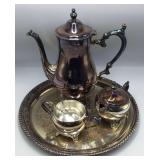 Wm.Rogers 871 Silver-plated Tea Set with Tray