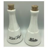 Antique Milk Glass Barber Bottles Witch Hazel & Wa