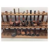 Decatur Industries Walnut Pipe Rack with 14 Pipes