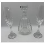 Baccarat France Crystal Decanter & Champagne Flute