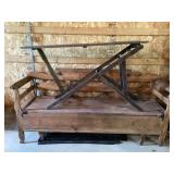 Primitive Wood Ironing Board & Large Wooden Bench
