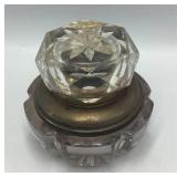 Antique 19th Century Glass & Gilt Metal Octagonal