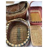 4 Woven Wicker Baskets with Handles