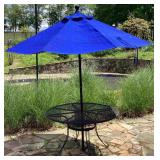 48 ins. Round Metal Table With Blue Sunbrella Umbr
