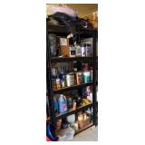 Black Metal Shelving Unit With Paints & Supplies